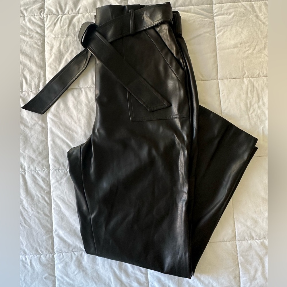NWT Calvin Klein Vegan Leather Tie Waist Pants